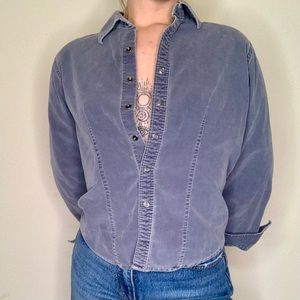 Vintage Eddie Bauer Grey Corduroy button up in Petite Small